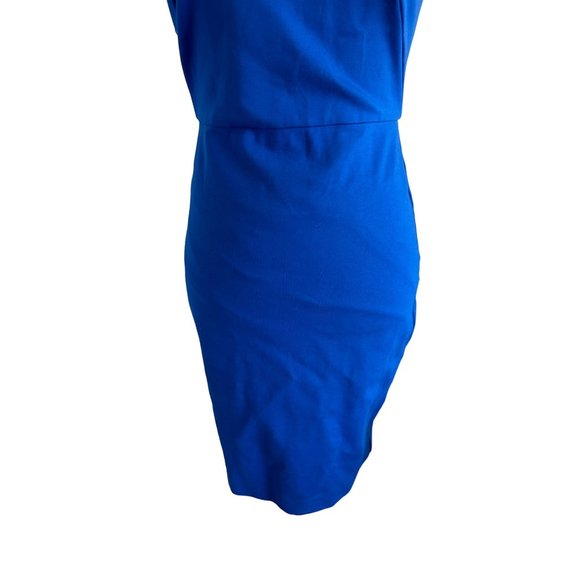 HALSTON HERITAGE Blue Asymmetrical Strap Dress Size Small - Picture 3 of 6